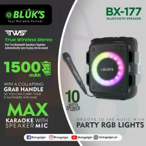 pura bazaar sub milain ga pc mobile Studio accessories BLÜK’S BX-177 Max Karaoke Speaker with Wired Microphone