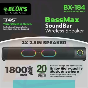 pura bazaar sub milain ga pc mobile Studio accessories BLÜK’S BX-184 BassMax SoundBar Wireless Speaker