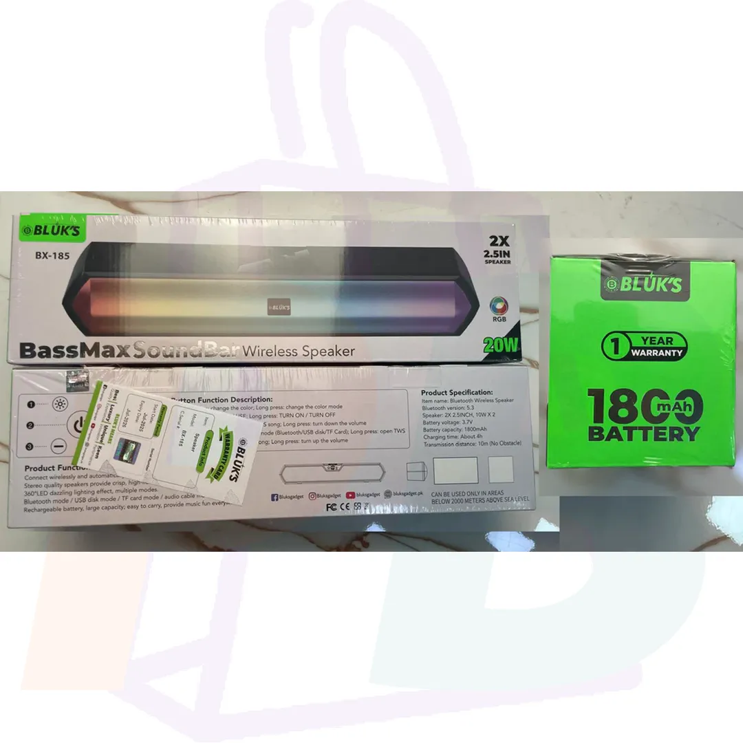 pura bazaar sub milain ga pc mobile Studio accessories BLÜK’S BX-185 BassMax SoundBar Wireless Speaker