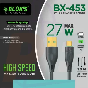 pura bazaar sub milain ga pc mobile Studio accessories BLUK'S BX-453 Micro USB Android Cable