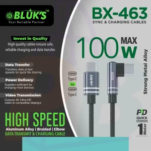 pura bazaar sub milain ga pc mobile Studio accessories BLUK'S BX-463 Type-C to Type-C Cable