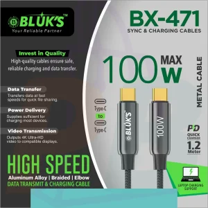 pura bazaar sub milain ga pc mobile Studio accessories BLUK'S BX-471 Type-C to Type-C Cable