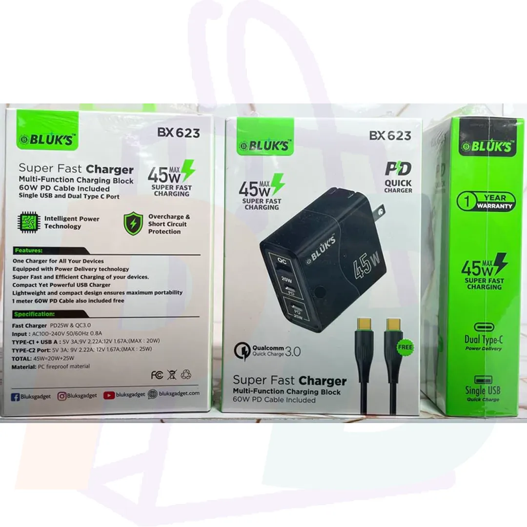 pura bazaar sub milain ga pc mobile Studio accessories BLUK'S BX-623 Super Fast Charger