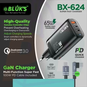 pura bazaar sub milain ga pc mobile Studio accessories BLUK'S BX-624 Super Fast Charger