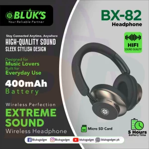 pura bazaar sub milain ga pc mobile accessories BlUK's BX-82 Wireless Perfection Headphone