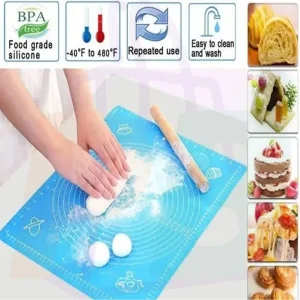 Pura Bazaar Sub Milain Ga Crockery Cutlery Silicone Baking Mat Nonstick Pastry Roti Rolling Mat Heat Resistant to 480°F BPA Free Reusable Sheet